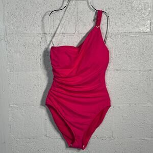 Ralph Lauren Womens Solids One Shoulder 1Piece Pink, 14 MSRP $135